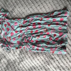 Blue Dress with Pink & Red Lip Print